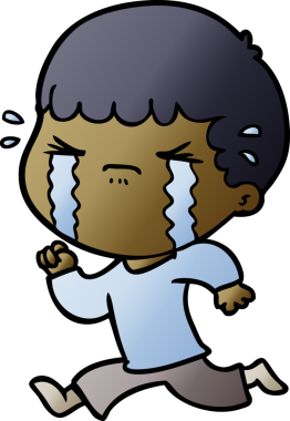 Bir insan tarafından çizilmiş ağlayan çizgi film adamı.