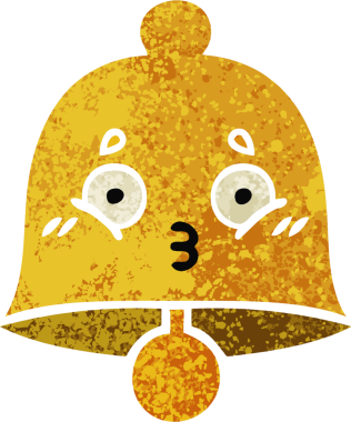 Bir insan tarafından çizilmiş bir çanın retro çizim tarzı karikatürü