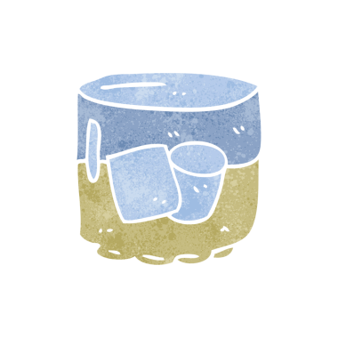 El yazması retro çizgi film viski ve buz bir insan tarafından çizilmiş.