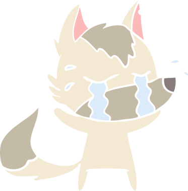 Bir insan tarafından çizilmiş düz renkli ağlayan kurt resmi.