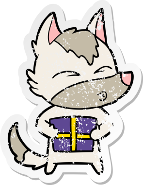 Bir insan tarafından çizilmiş bir Noel Kurdu 'nun hüzünlü çıkartması.