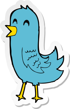 Bir insan tarafından çizilmiş mutlu bir kuşun çıkartması.