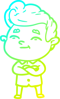 Bir insan tarafından çizilmiş mutlu bir çizgi film karakteri çizimi.