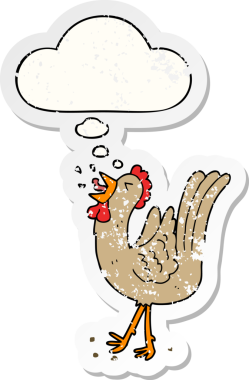 Düşünce baloncuğu olan karikatür ötüşü bir insan tarafından çizilmiş yıpranmış bir çıkartma gibi