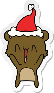 Mutlu ayı eli çizilmiş bir insan tarafından çizilmiş Noel Baba şapkası.