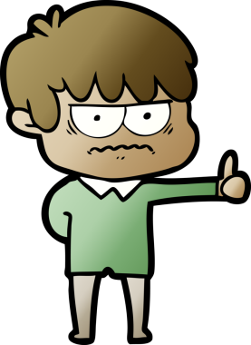 Bir insan tarafından çizilmiş sinirli çizgi film çocuğu.