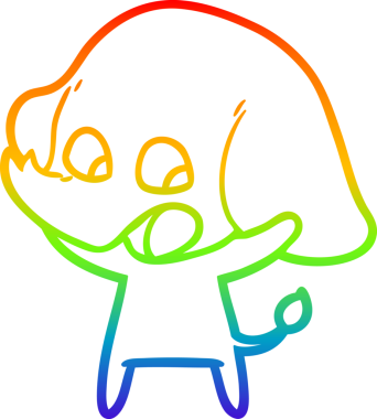 Gökkuşağı gradyan çizgisi bir insan tarafından çizilmiş şirin bir fil çizimi