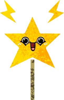 Bir insan tarafından çizilmiş sihirli bir değneğin retro çizim tarzı karikatürü.