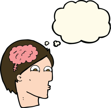 Bir insan tarafından çizilmiş beyin sembollü çizgi film kafası.