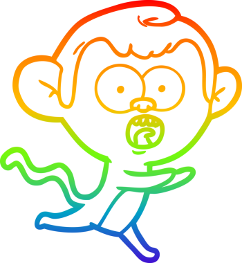 gökkuşağı gradyan çizgi çizimi bir insan tarafından çizilmiş bir maymun tarafından şok edildi