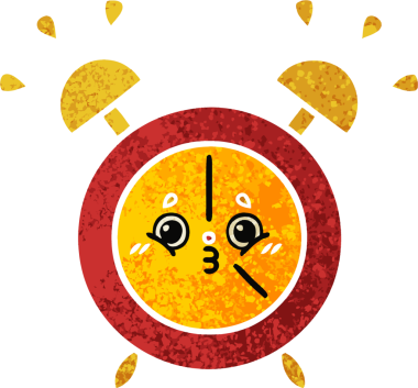 Bir insan tarafından çizilmiş alarm saatinin retro çizim tarzı karikatürü