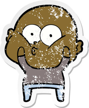 Bir insan tarafından çizilmiş kel bir adamın sıkıntılı çıkartması.