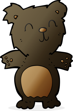 Bir insan tarafından çizilmiş sevimli siyah ayı yavrusu.