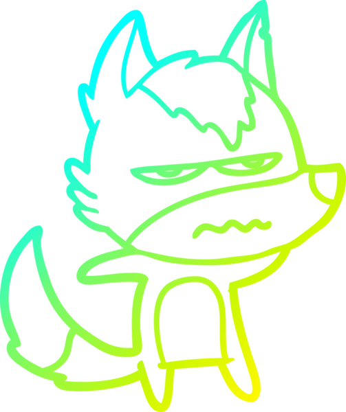 Bir insan tarafından çizilmiş, kızgın bir kurdun soğuk çizgi çizimi.