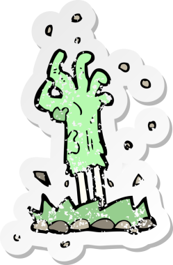 Bir insan tarafından çizilmiş, karikatür zombi elinin gerilimli yapıştırması.