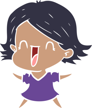 Bir insan tarafından çizilmiş düz renkli bir çizgi film.