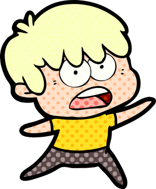 Bir insan tarafından çizilmiş endişeli çizgi film çocuğu.