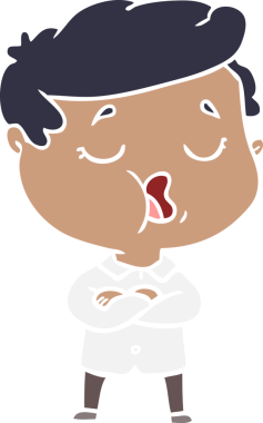 Bir insan tarafından çizilmiş düz renkli karikatür adam