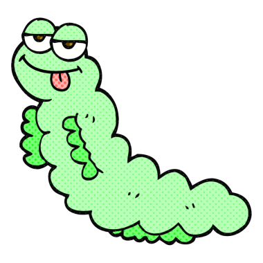 Bir insan tarafından çizilmiş karikatür tarzı bir tırtıl.