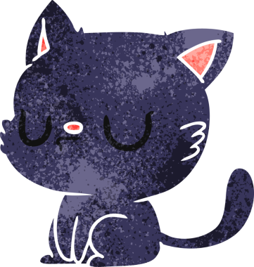 Bir insan tarafından çizilmiş sevimli kawaii kedisinin serbest çizimi.