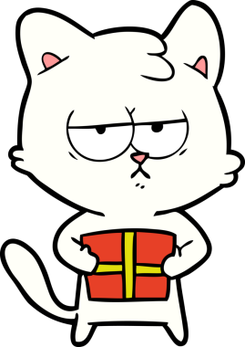 Bir insan tarafından çizilmiş sıkıcı çizgi film kedisi.