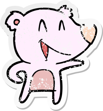 Bir insanın çizdiği gülen ayı karikatürünün sıkıntılı çıkartması.