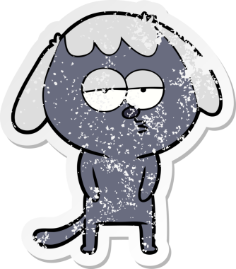 Bir insan tarafından çizilmiş yorgun bir köpeğin sıkıntılı çıkartması.