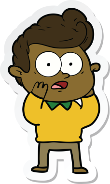 Bir insan tarafından çizilmiş, dik dik bakan bir çizgi film çıkartması.