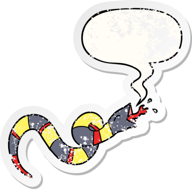 çizgi filmlerdeki tıslayan yılan, bir insan tarafından çizilmiş, kederli, eski bir çıkartma.