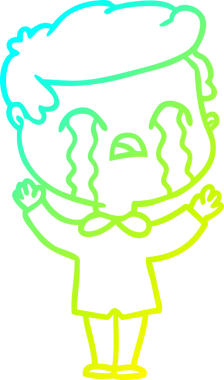 Bir insan tarafından çizilmiş ağlayan bir çizgi film karakteri çizimi.