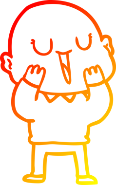 Bir insan tarafından çizilmiş mutlu, kel bir adamın sıcak çizgi çizimi.