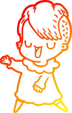 Hipster saç kesimi bir insan tarafından çizilmiş güzel bir çizgi film kızı çizimi.