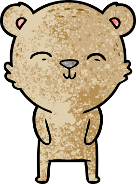 Bir insan tarafından çizilmiş mutlu çizgi film ayısı.