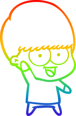 gökkuşağı gradyan çizimi mutlu çizgi film çocuğu bir insan tarafından çizilmiş