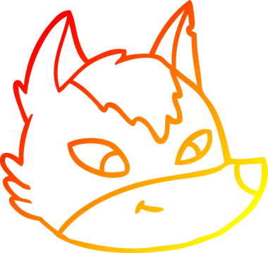 Bir insan tarafından çizilmiş bir kurt suratının sıcak çizgi çizimi