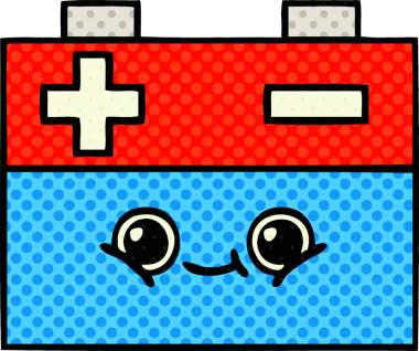 Bir insan tarafından çizilmiş bir araba aküsünün çizgi romanı.