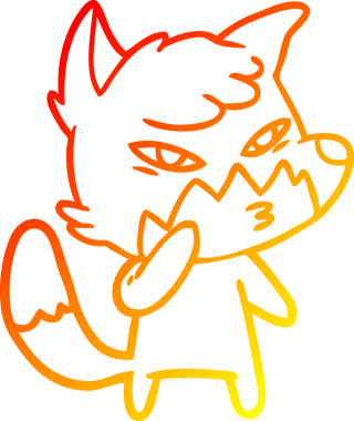 Bir insan tarafından çizilmiş akıllı bir tilkinin sıcak çizgi çizimi