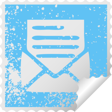 Bir insan tarafından çizilmiş bir mektup ve zarf için sıkıntılı kare soyma etiketi