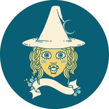 Retro Dövme Biçimi Bir insan tarafından çizilmiş yarım orc cadı yüzü