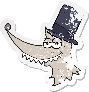 Bir insan tarafından çizilmiş zengin bir kurdun gerilmiş çıkartması.