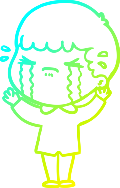 Bir insan tarafından çizilmiş ağlayan bir çizgi film karakteri çizimi.