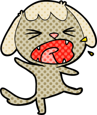 Bir insan tarafından çizilmiş şirin bir çizgi film köpeği.