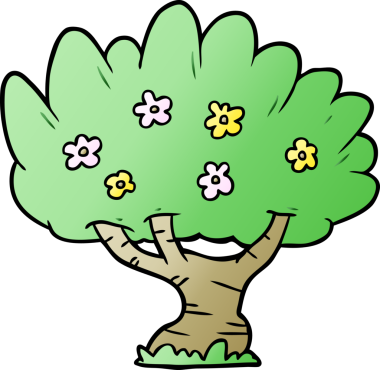 Bir insan tarafından çizilmiş çizgi film ağacı.