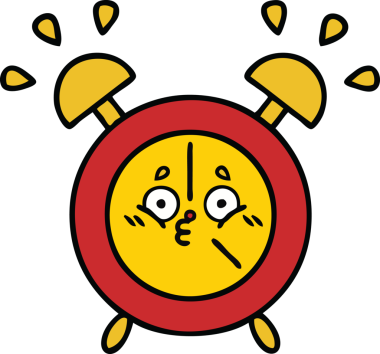 Bir insan tarafından çizilmiş çalar saatin şirin bir karikatürü.