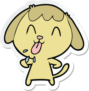 Bir insan tarafından çizilmiş şirin bir köpeğin çıkartması.