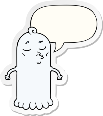 Bir insan tarafından çizilmiş balon çıkartmalı çizgi film hayaleti.