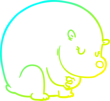 Bir insan tarafından çizilmiş şirin bir kutup ayısının soğuk çizgi çizimi.