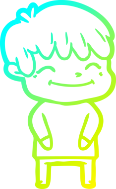 Bir çizgi film karakteri çizen soğuk çizgi bir insan tarafından çizilmiş mutlu çocuk.