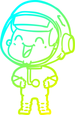 Bir insan tarafından çizilmiş mutlu bir astronotun soğuk gradyan çizimi.