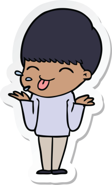 Bir insan tarafından çizilmiş bir çizgi film karakterinin çıkartması.